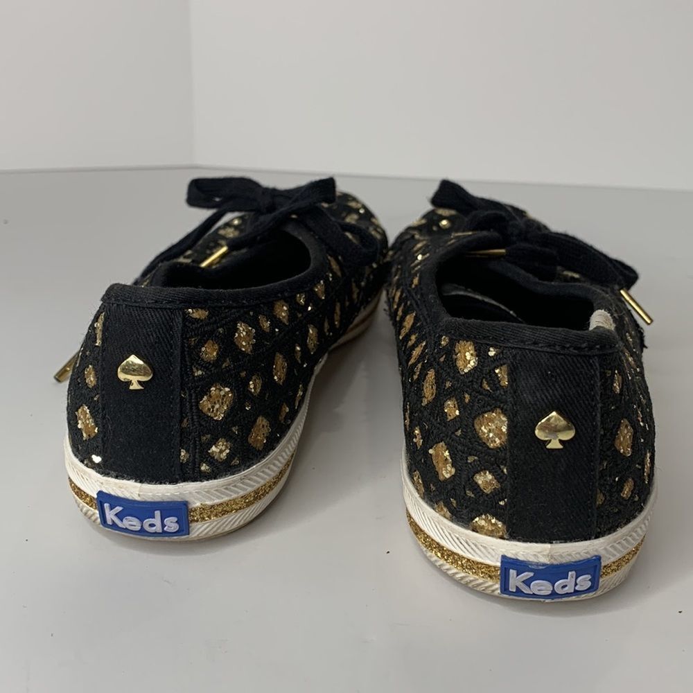 Keds by Kate Spade black woven gold glitter sneakers - Picture 4 of 10